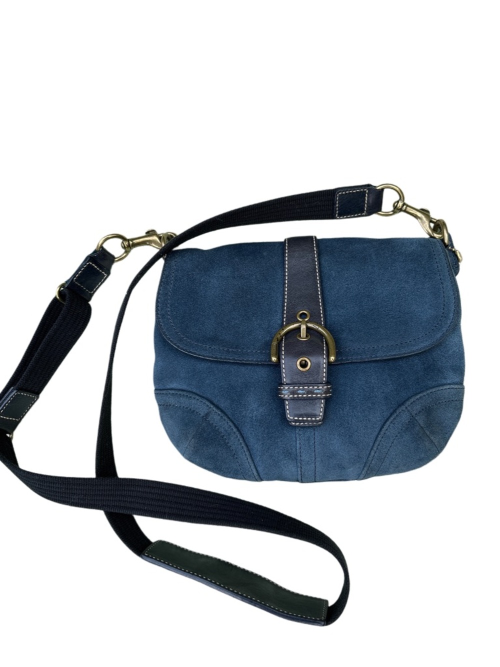 Coach Vintage 2004 Y2K Soho Crossbody Blue Suede with Navy Leather Trim 4743